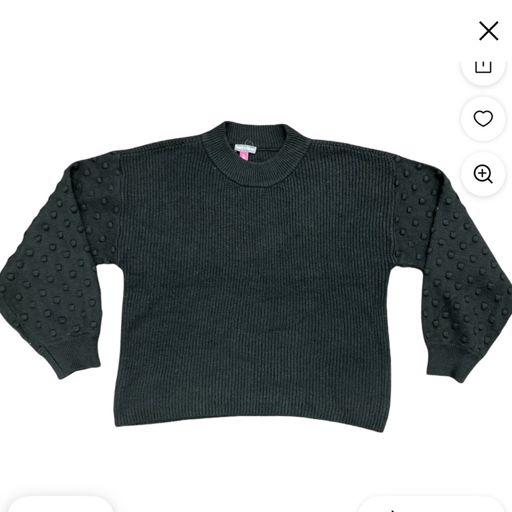 Vince Camuto Black Textured Crew Neck Sweater - Picture 3 of 5